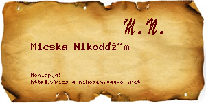 Micska Nikodém névjegykártya